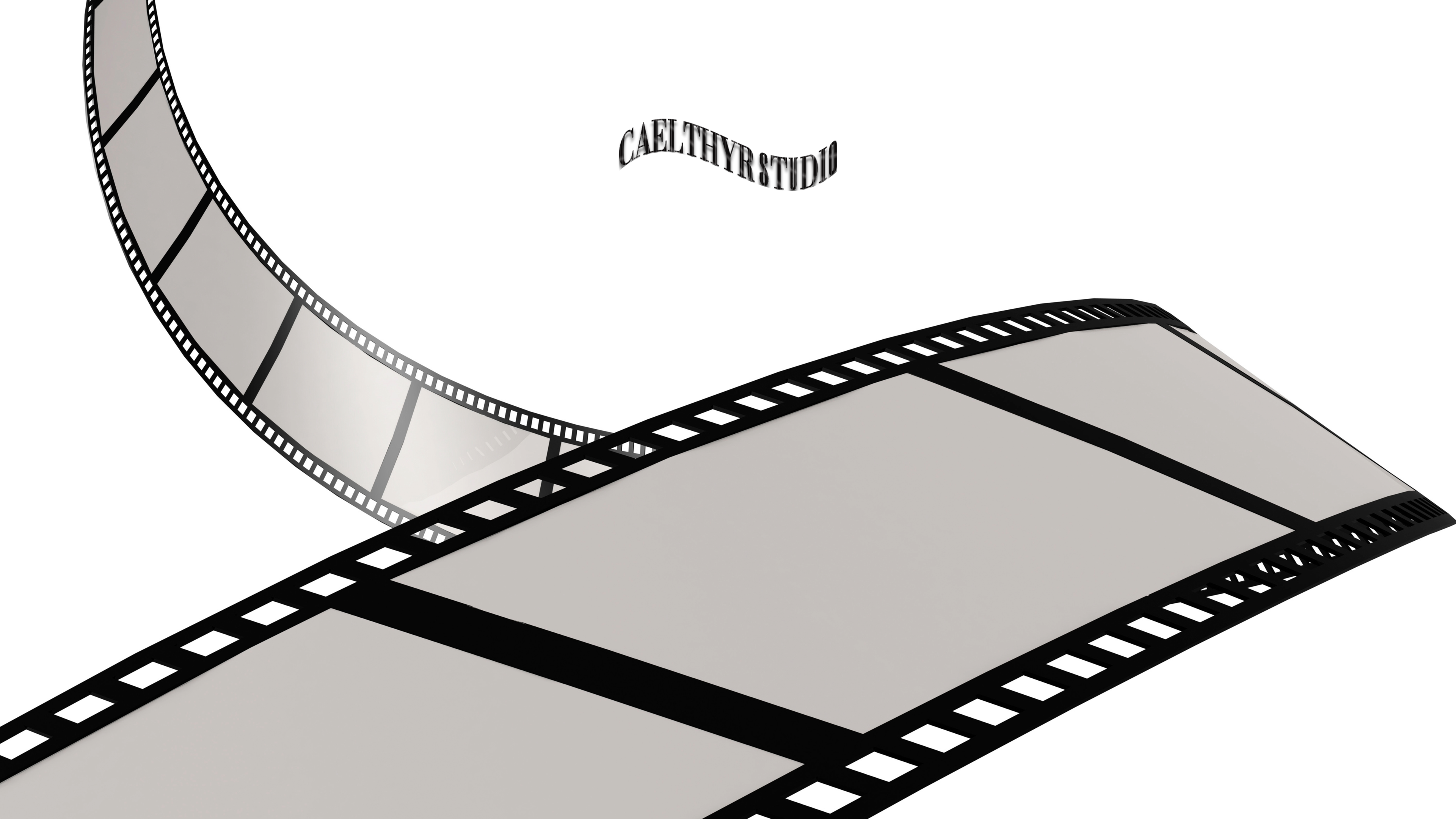 Caelthyr Studio artwork with sweeping black-and-white film strips